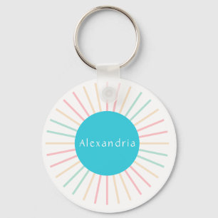 Personalized Name Boho Teal Keychain