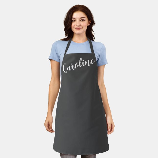 Personalized Name Bold Black Minimalist Modern Apron (Worn)