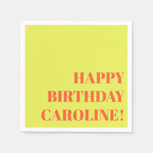 Personalized Name Bold Chartreuse Modern Birthday Napkin