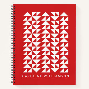 Personalized Name Bold Red Geometric Modern Notebook