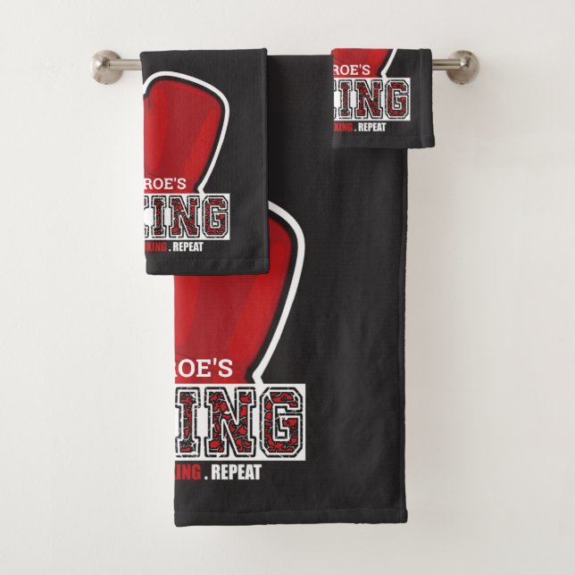 Personalized NAME Boxer Boxing Glove Prize Fighter Bath Towel Set (Insitu)