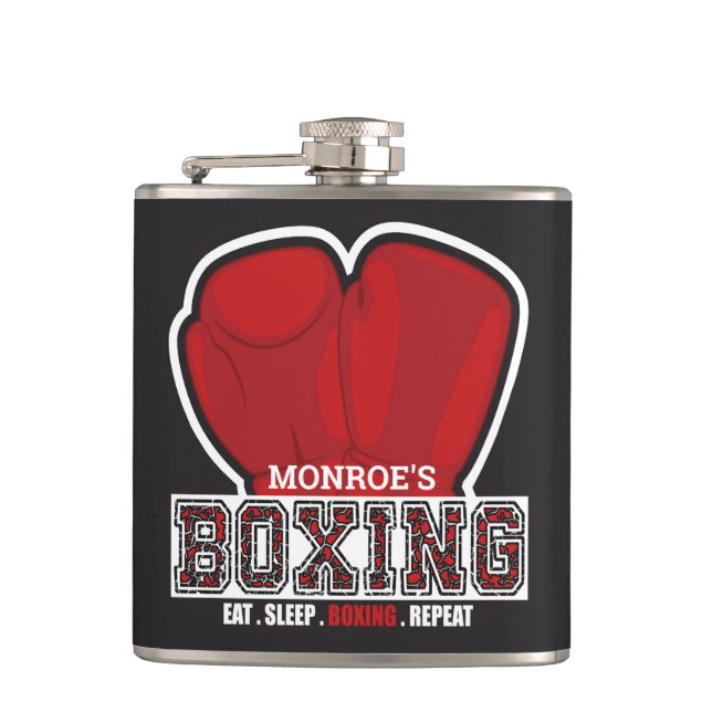 Personalized NAME Boxer Boxing Glove Prize Fighter Hip Flask (Front)