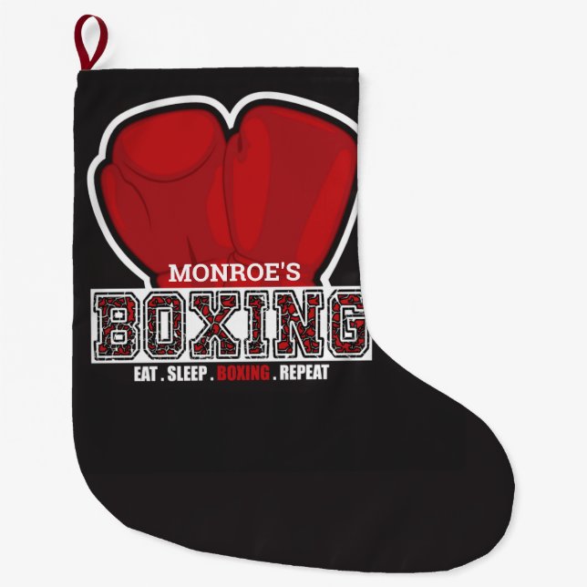 Personalized NAME Boxer Boxing Glove Prize Fighter Large Christmas Stocking (Front)