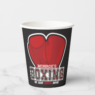 Personalized NAME Boxer Boxing Glove Prize Fighter Paper Cups