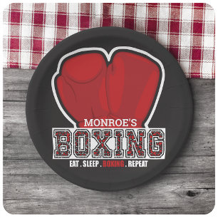 Personalized NAME Boxer Boxing Glove Prize Fighter Paper Plate