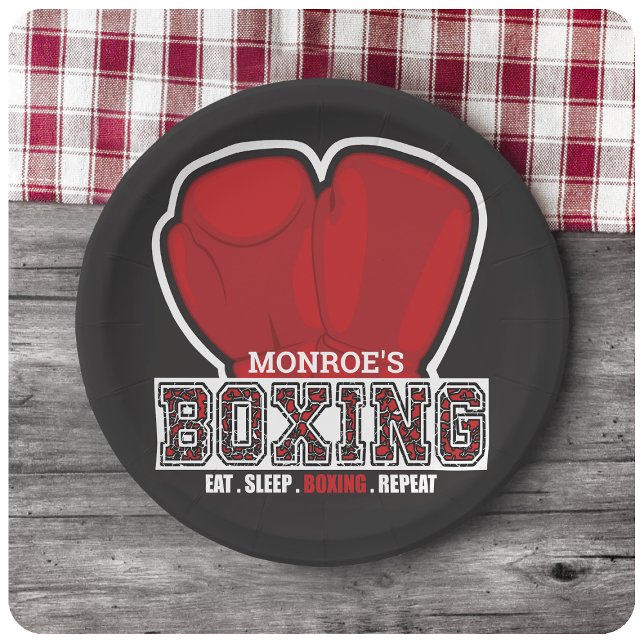 Personalized NAME Boxer Boxing Glove Prize Fighter Paper Plate (Creator Uploaded)
