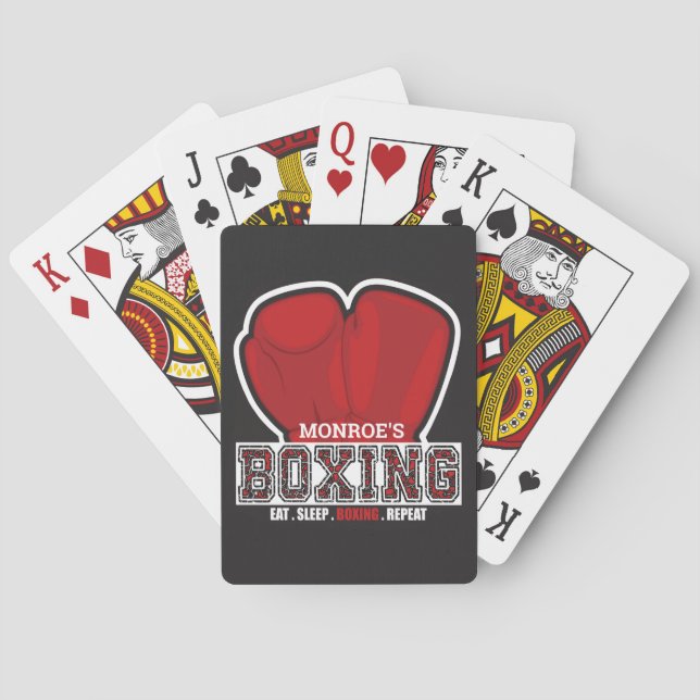 Personalized NAME Boxer Boxing Glove Prize Fighter Playing Cards (Back)