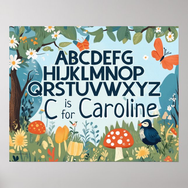 Personalized Name Boys Girls Nursery Alphabet Poster (Front)