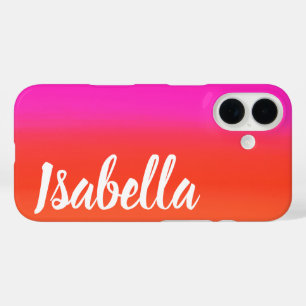 Personalized Name Bright Pink and Orange Gradient  iPhone 16 Case