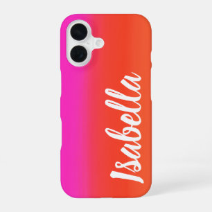 Personalized Name Bright Pink and Orange Gradient iPhone 16 Case