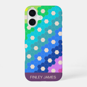Personalized Name Bright Retro Modern Geometric iPhone 16 Case