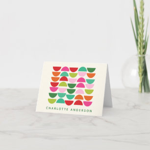 Personalized Name Bright Vibrant Geometric Holiday Note Card
