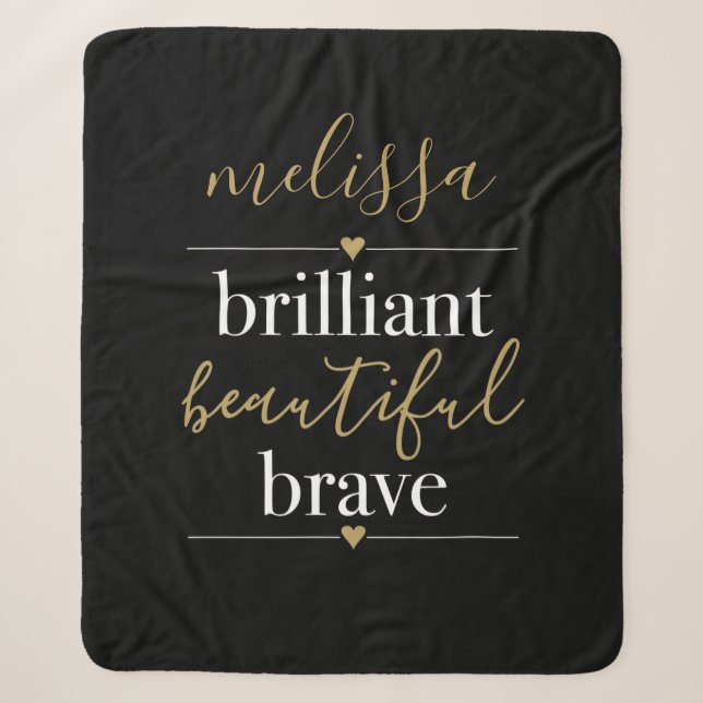 Personalized Name Brilliant Beautiful Brave Sherpa Blanket (Front)