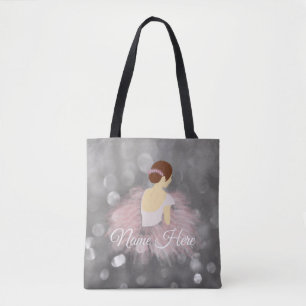 Personalized Name Brunette Ballerina Dancer Tote Bag