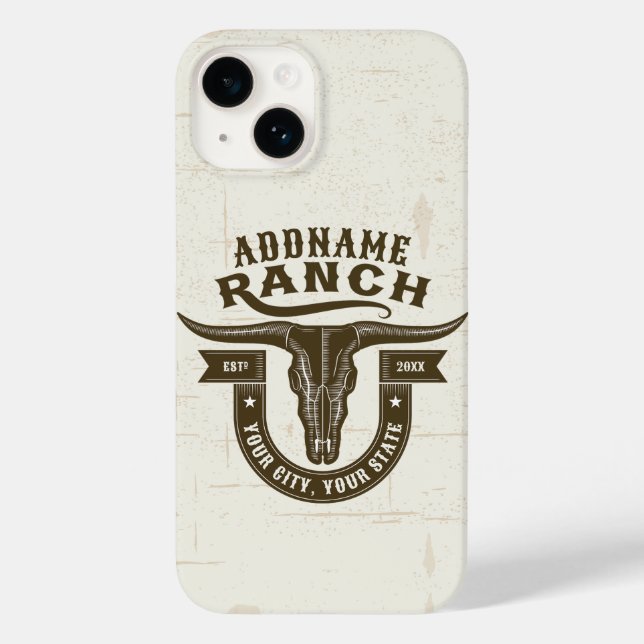 Personalized NAME Bull Steer Skull Western Ranch Case-Mate iPhone Case (Back)