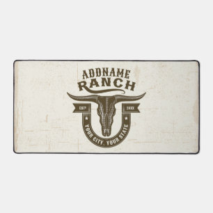 Personalized NAME Bull Steer Skull Western Ranch Desk Mat