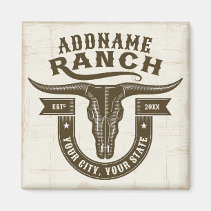 Personalized NAME Bull Steer Skull Western Ranch Magnet