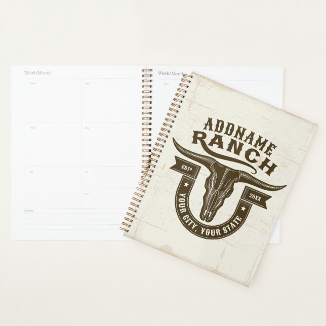 Personalized NAME Bull Steer Skull Western Ranch Planner (Display)