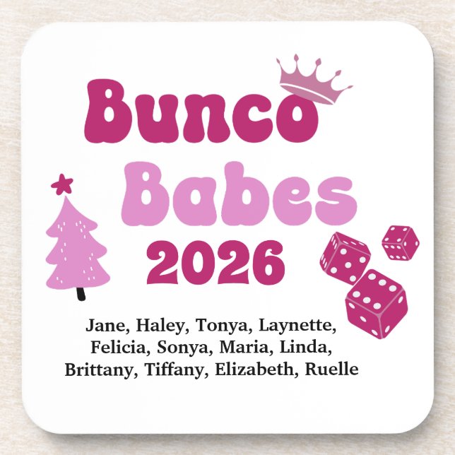 Personalized Name Bunco Babes  Coaster (Front)