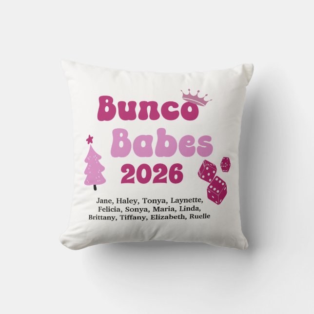Personalized Name Bunco Babes  Throw Pillow (Front)