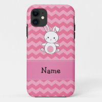 Personalized name bunny pink chevrons