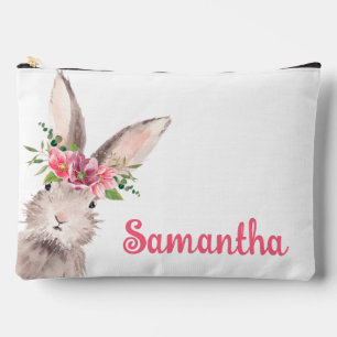 Personalized Name Bunny Rabbit Girl pink Accessory Pouch
