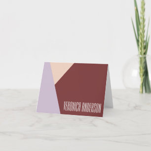 Personalized Name Burgundy and Lilac Geometric Note Card