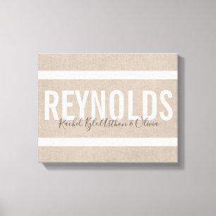 Personalized Name Burlap Canvas Print
