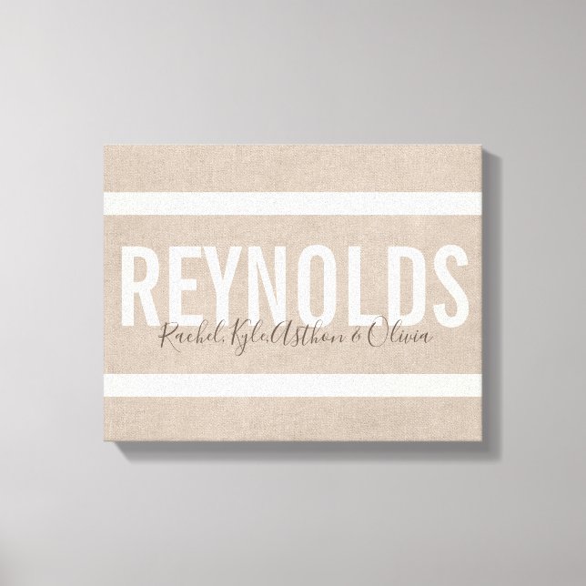 Personalized Name Burlap Canvas Print (Front)