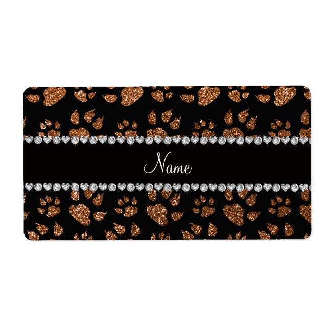 Personalized name burnt gold glitter cat paws (Front)
