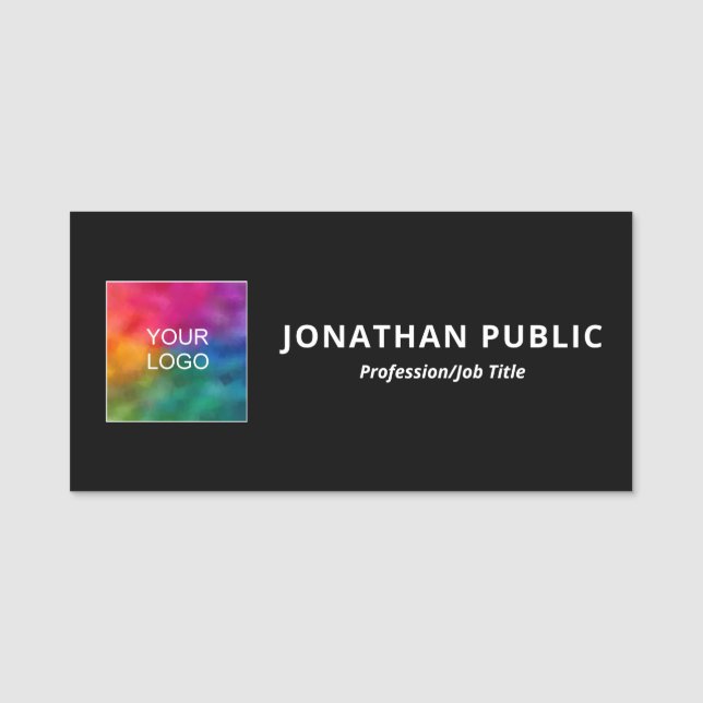 Personalized Name Business Company Logo Template Name Tag (Front)