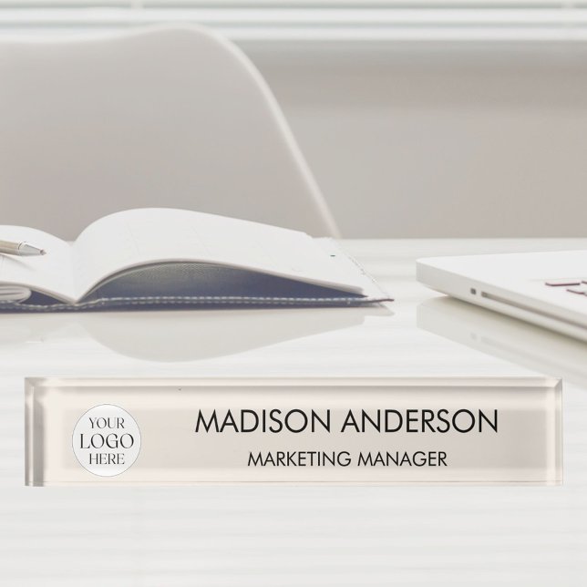 Personalized Name Business Logo Modern Template Nameplate (In situ)