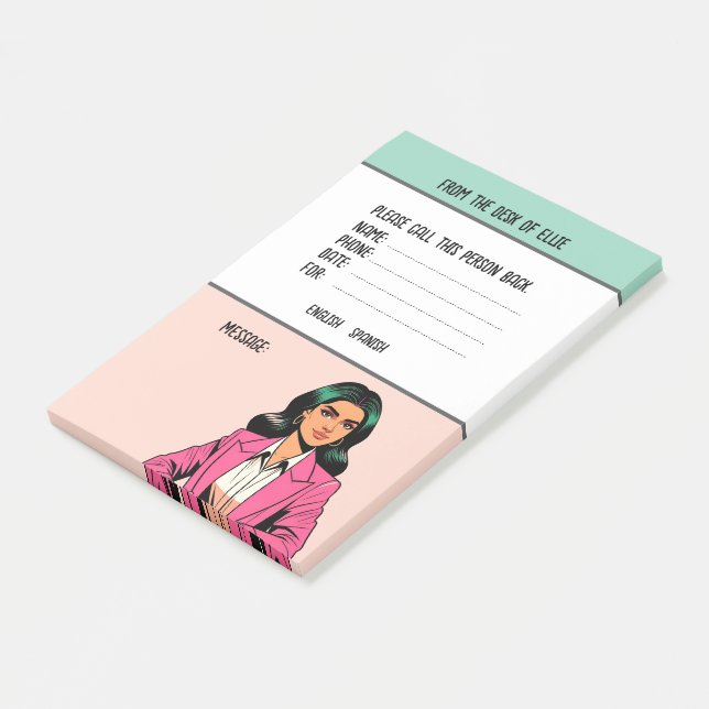 Personalized Name Business Phone Message Office Post-it Notes (Angled)