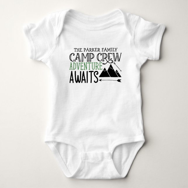 Personalized NAME Cabin Camping Adventure Baby Bodysuit (Front)