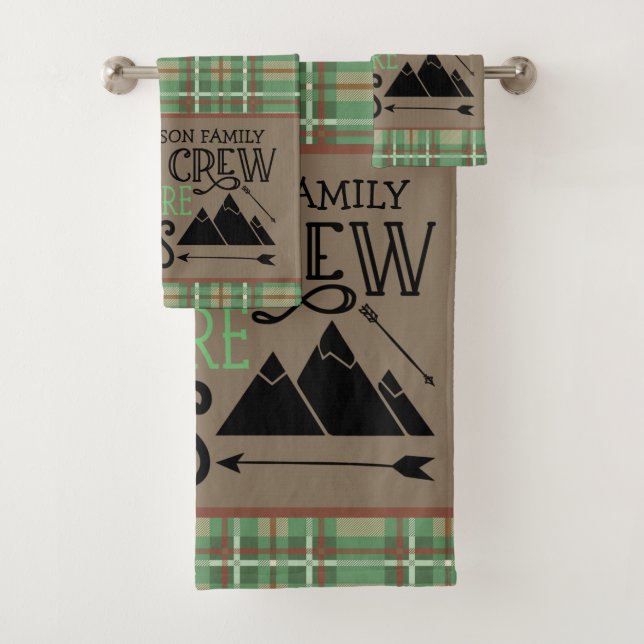 Personalized NAME Cabin Camping Adventure Bath Towel Set (Insitu)