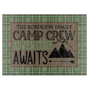 Personalized NAME Cabin Camping Adventure Cutting Board