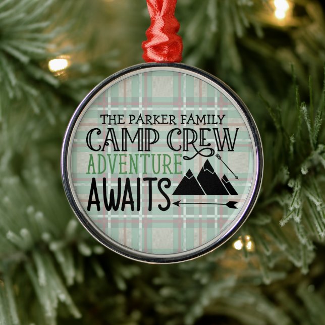 Personalized NAME Cabin Camping Adventure Metal Ornament (Tree)