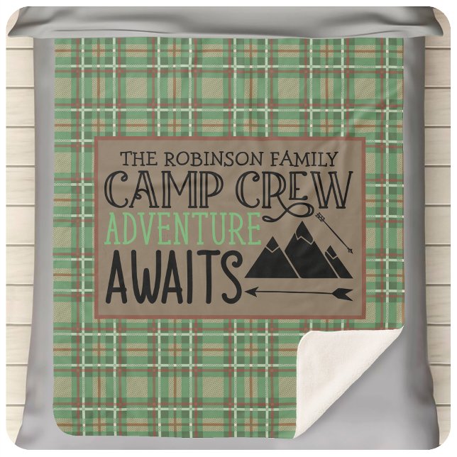 Personalized NAME Cabin Camping Adventure Sherpa Blanket (Creator Uploaded)