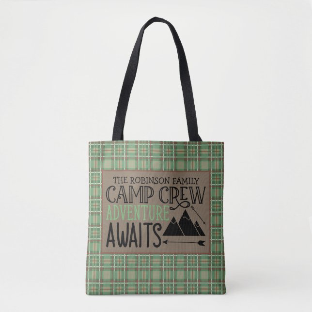 Personalized NAME Cabin Camping Adventure Tote Bag (Front)