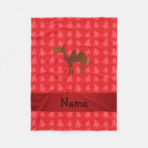 Personalized name camel red christmas trees fleece blanket