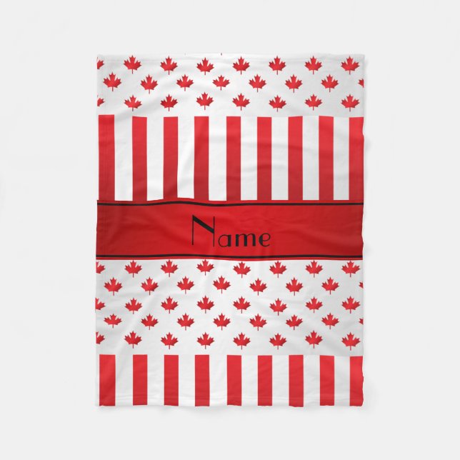 Personalized name Canadian pattern Fleece Blanket (Front)