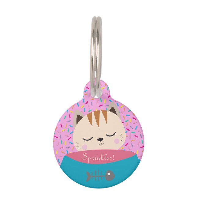 Personalized Name Candy Sprinkles Cat Pet Tag (Front)