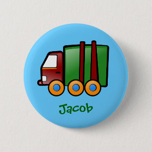 Personalized Name Cartoon Truck 2 Inch Round Button
