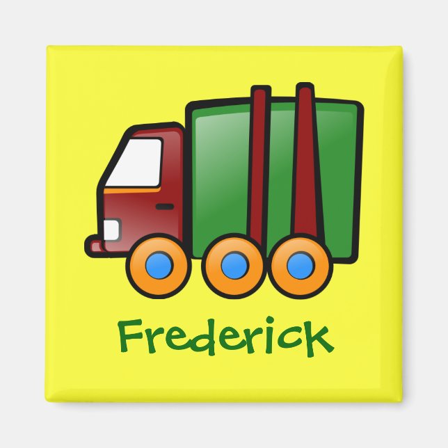 Personalized Name Cartoon Truck Magnet (Front)