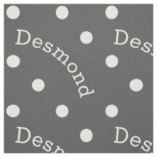 Personalized Name Charcoal Smoke Grey Polka Dot Fabric