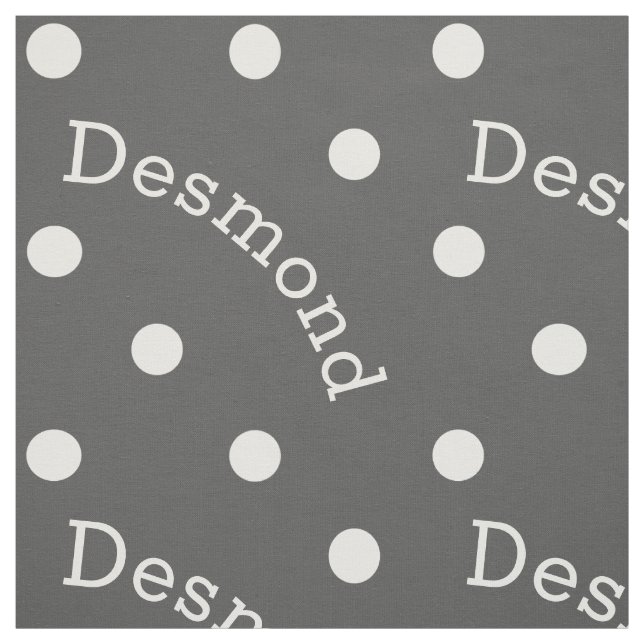 Personalized Name Charcoal Smoke Grey Polka Dot Fabric (Swatch)