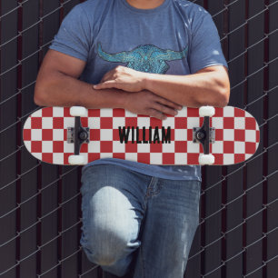 Personalized Name Checkerboard Pattern  Skateboard