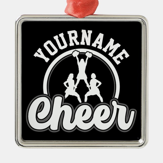 Personalized NAME Cheer Team Varsity Cheerleader Metal Ornament (Front)