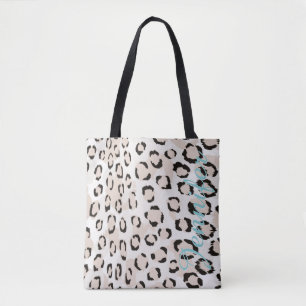 Personalized Name Cheetah Print Animal Pattern Tote Bag