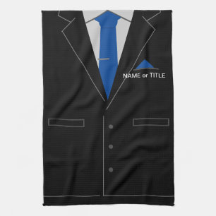 Personalized Name Chef Kitchen Towel Black Suit